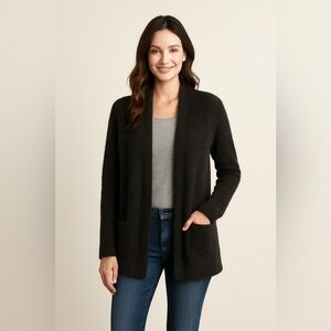 Silvia Novelli Gray Mohair Wool Blend Open Front Cardigan Sz S Made in Italy